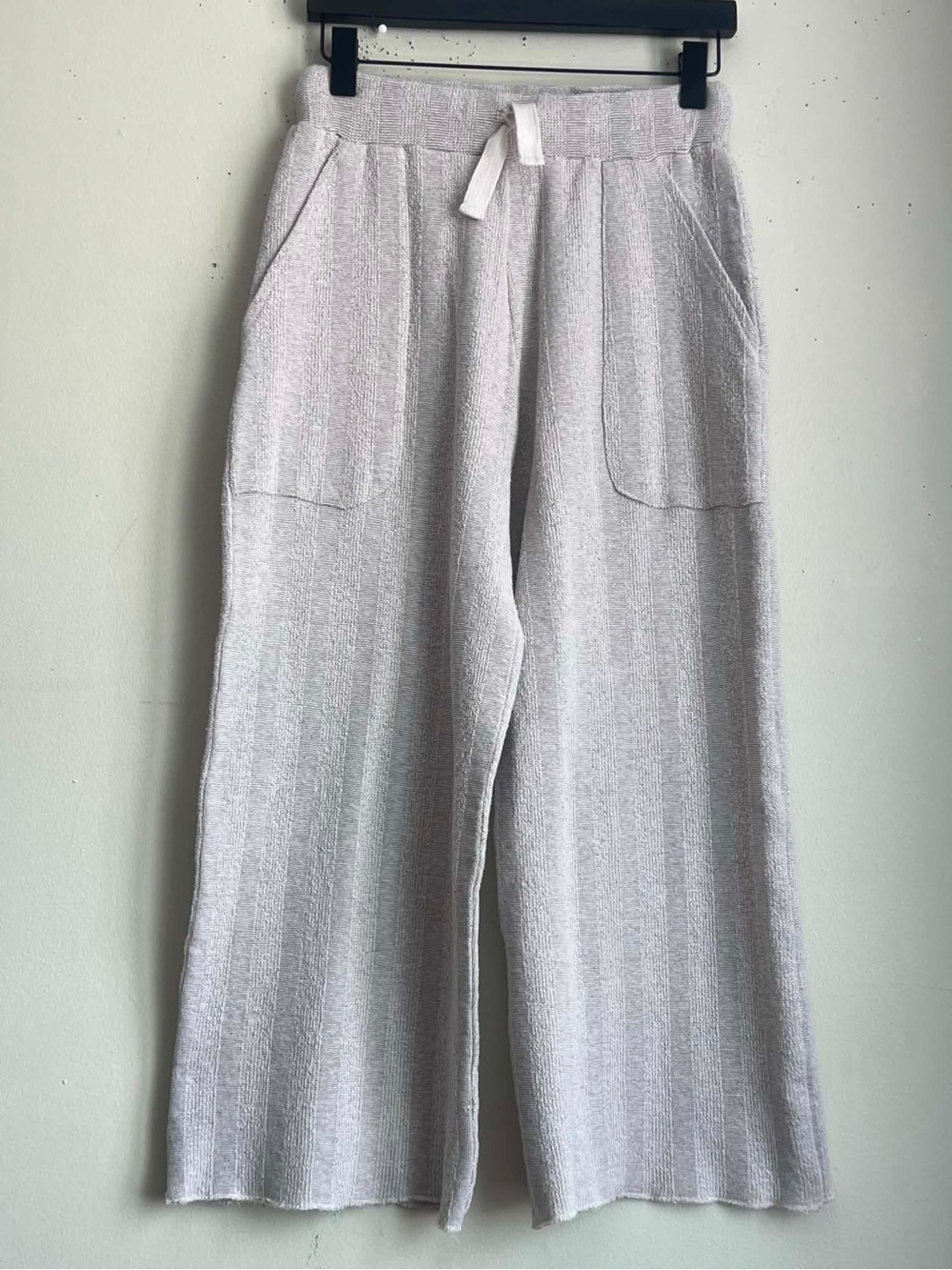 Zara Cream Ribbed Wide-Leg Knit Pants